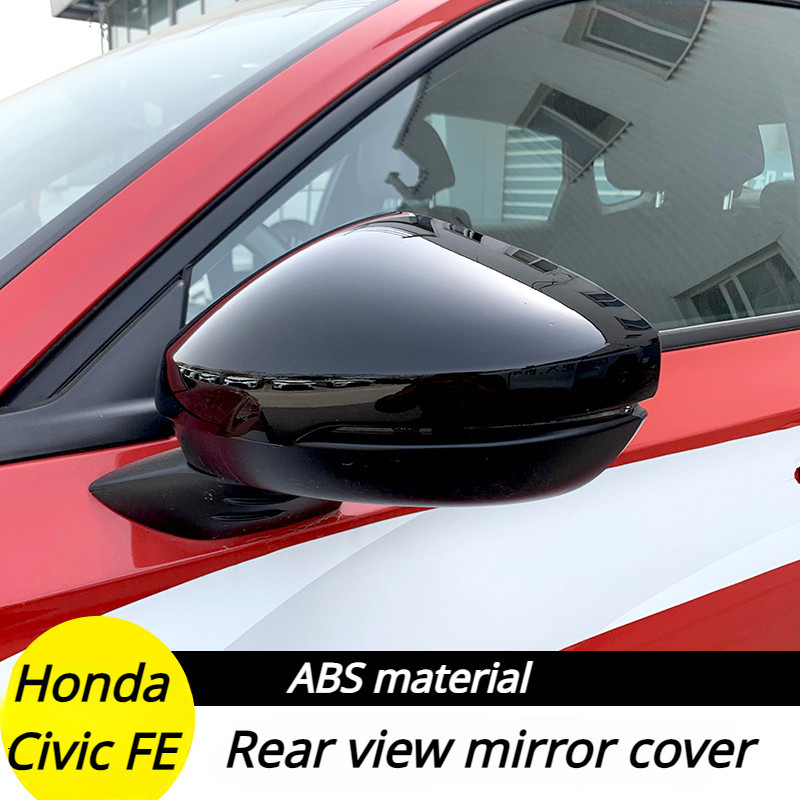 Honda Civic FE 2022-2026 ฝาครอบกระจกมองข้าง ฝาครอบกระจกมองหลัง สีดําเงา/สีดํา Carbon Sporty Design