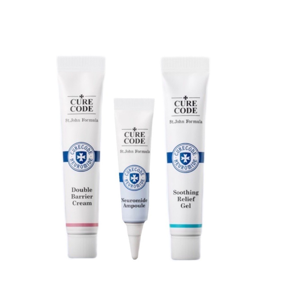 CURECODE SOOTHING RELIEF GEL 15ML / DOUBLE BARRIER CREAM 15ML / Neuromide Ampoule 8ml. ขนาดทดลอง