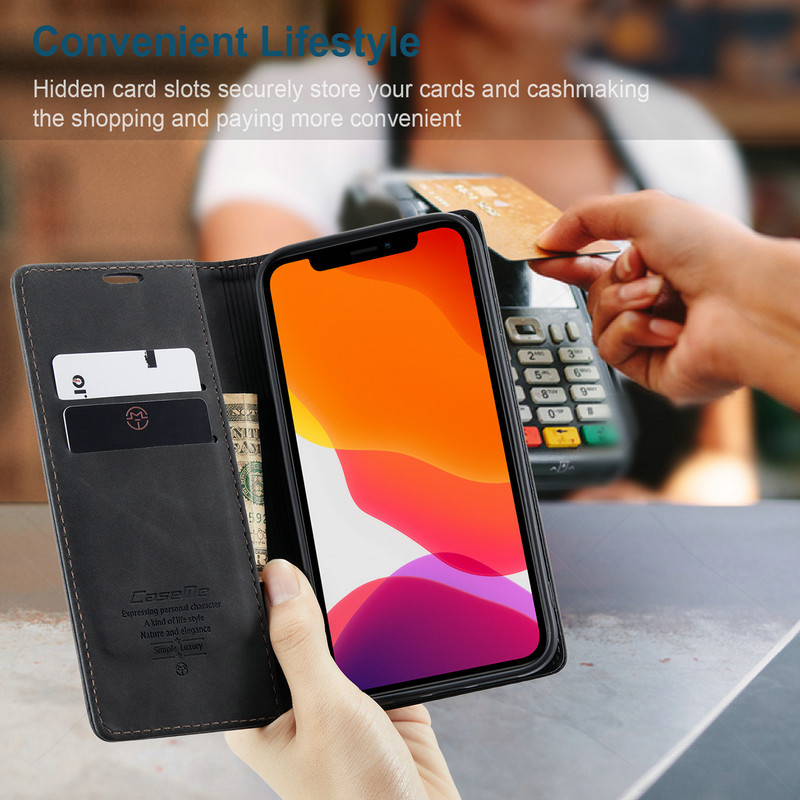 Casemeสําหรับiphone XRกรณี11 12 13 Mini Xs 6 6s 7 8 Plus SE2020 Retroหนังแม ่ เหล ็ กหนังสือโทรศัพท ์ กระเป ๋ าสตางค ์ FlipสําหรับIPhone XRกรณี ราคา ถูกที่สุด ดีลบีเคเค แกลเลอรีภาพที่ 2