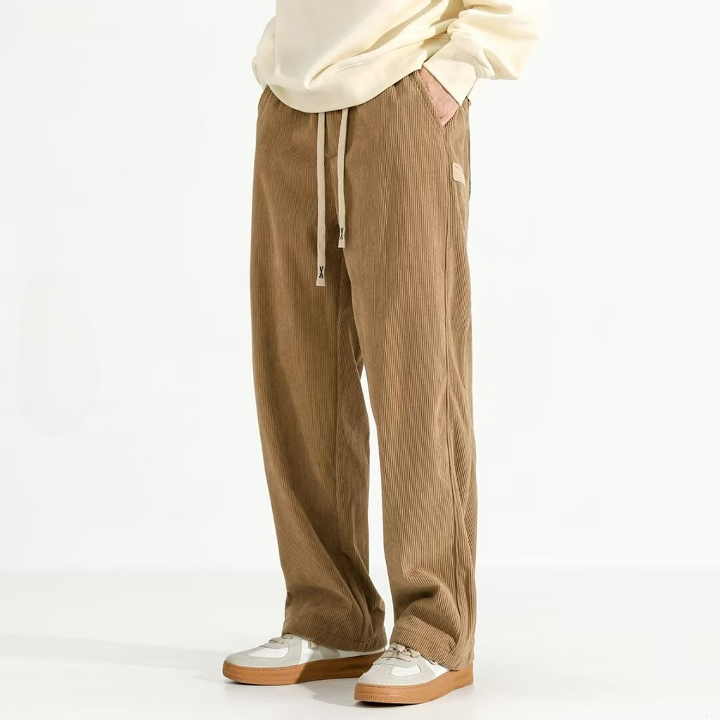 M-4xl Corduroy กางเกงผู ้ ชายสีกากีหลวมกางเกงผู ้ ชายแฟชั ่ นฤดูร ้ อนเกาหลี