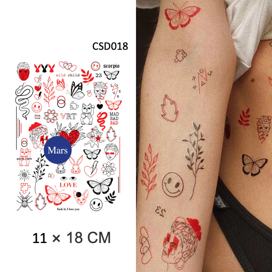 Mars Tattoo - สติ๊กเกอร์รอยสักชั่วคราว ติดทนนาน ขนาดเล็ก CSD018