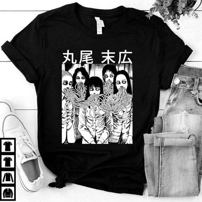 2024 new Tomie Junji Ito Uzumaki Horror เสื้อยืด Anime Manga ญี่ปุ่น Guro Gore Cult Horror ชาย s-5xl