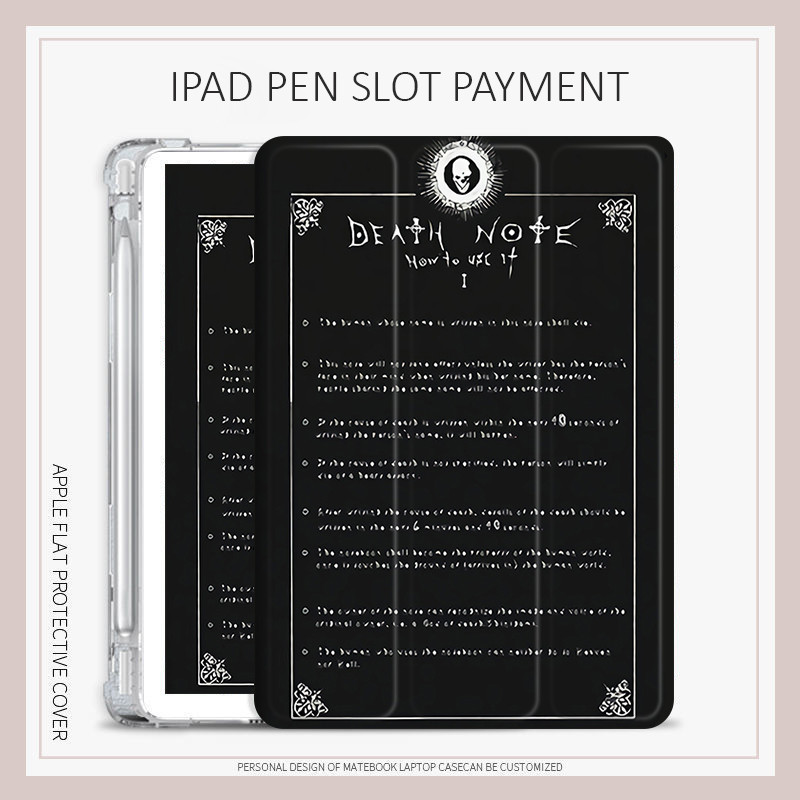 Death Note case iPad 10.2 gen7/8/9 case 2022 gen10 pro11 2022 pro12.9 case iPad mini6 air1/23/4/5 case pen slot