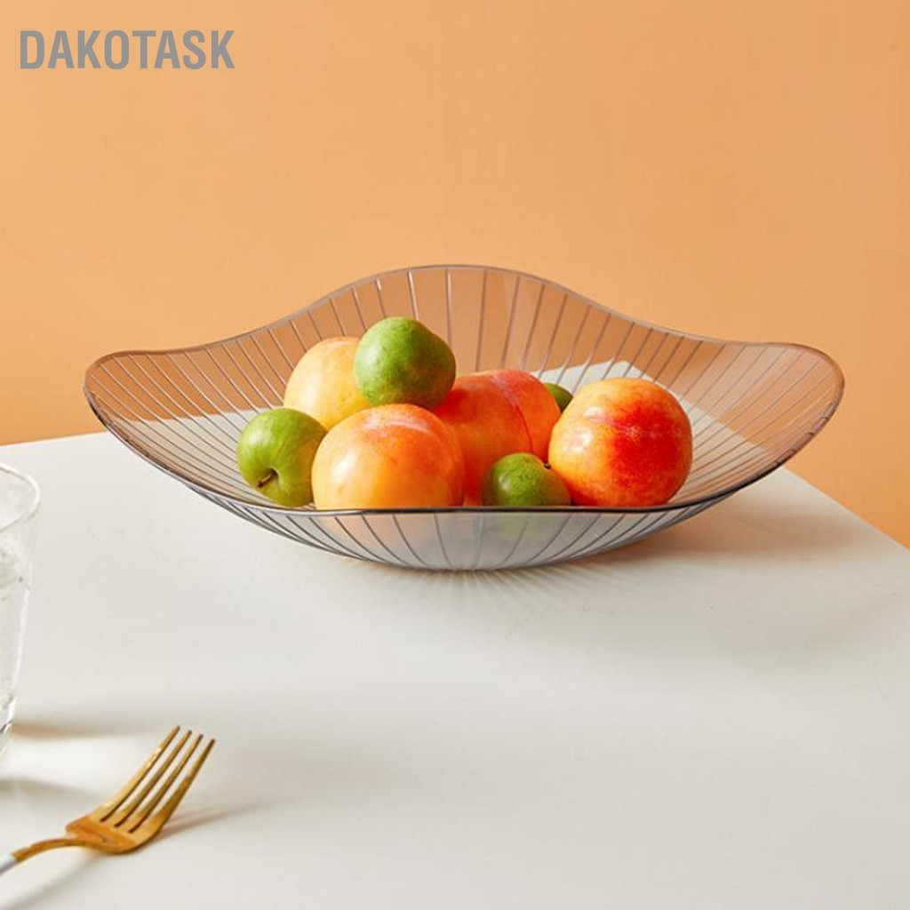DAKOTASK โปร่งใสสีเทาแผ่นผลไม้ชามเสิร์ฟพลาสติกขนาดใหญ่ Hand Made Candy ชามอาหารว่างสำหรับห้องนั่งเล่นร้านอาหาร