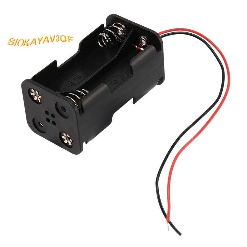 【 Siokayav3qf 】 Black Tow Layers 4 x 1.5V AA Battery Holder Case Box w Wire Leads