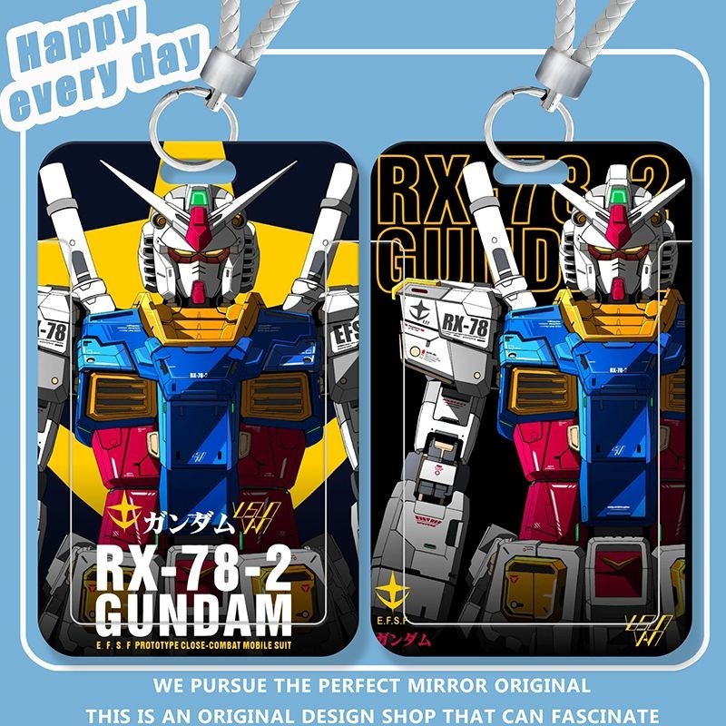 Cool Gundam Pattern Card Holder พร ้ อมสายรัดข ้ อมือ Office Identity Accessories Student School Card Protect Stationery