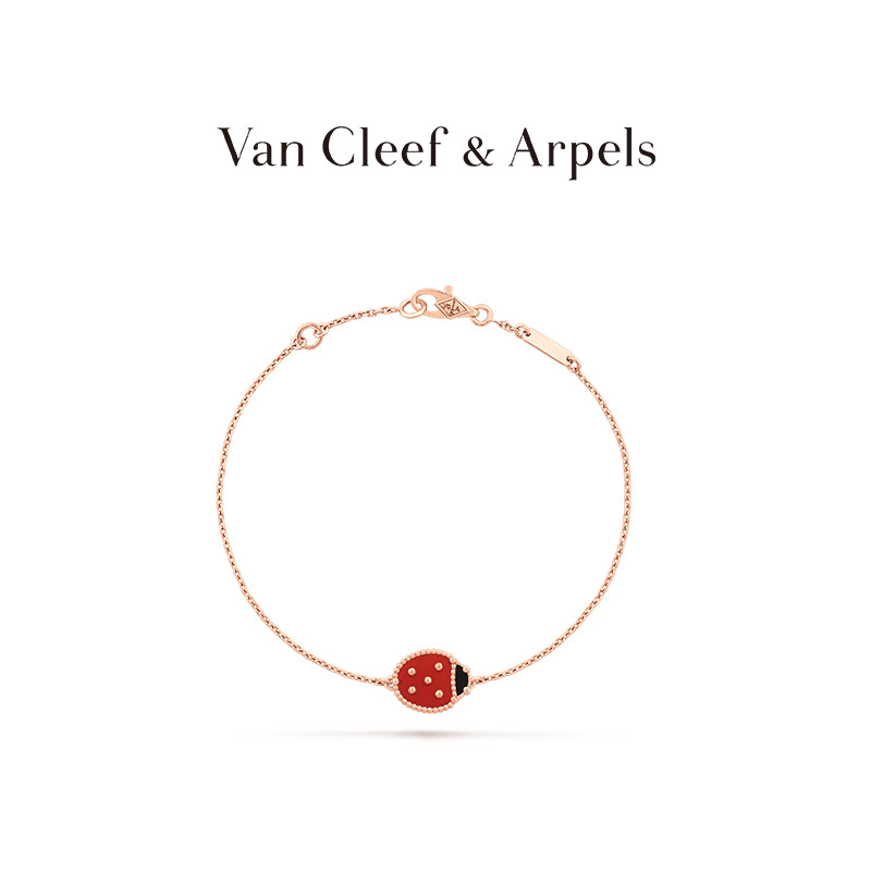 [ พร ้ อมกล ่ อง ] Van Cleef &amp; Arpels/Vca Lucky Spring Ladybug Closed Wings Rose Gold Bracelet