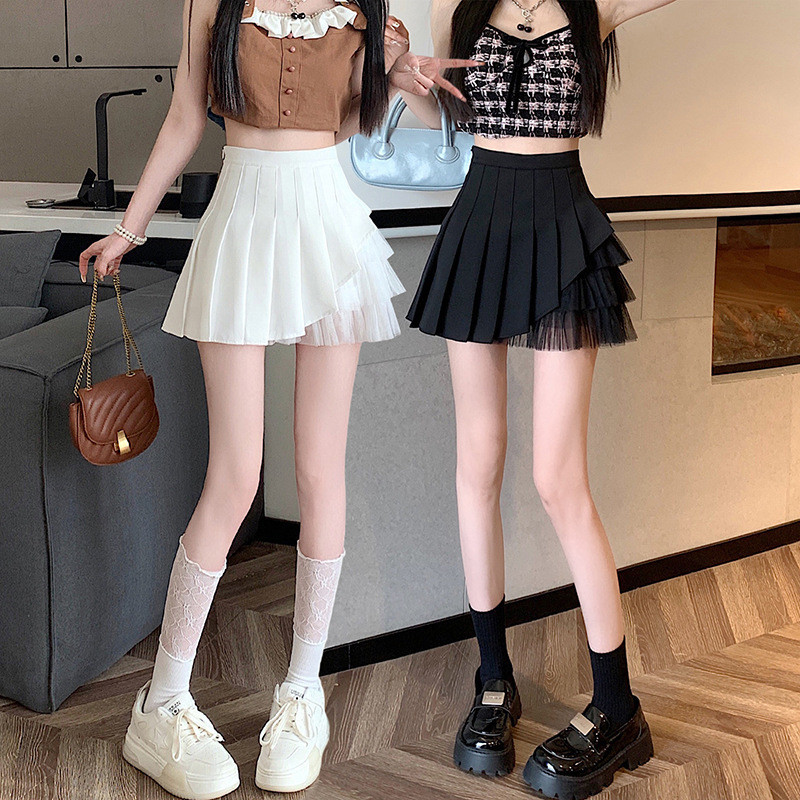 Floerns กระโปรงเอวสูง ผ้าพลีส ใส่สบาย มีซับในบางๆ