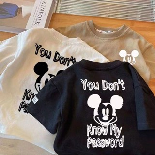 Mickey Mouse เสื้อยืดเด็ก 2-14Y เด็กทารกเกาหลีหลวมฤดูร้อน Ts…