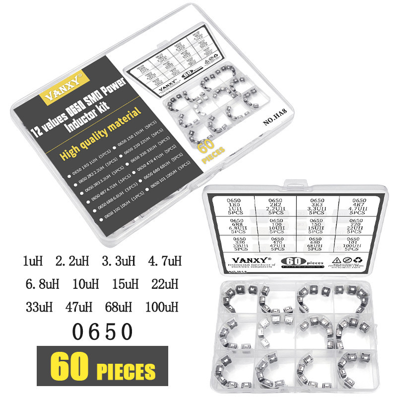 12 ค่า 0650 Molding Choke SMD Power Inductor kit 1uH 2.2uH 3.3uH 4.7uH 6.8uH 10uH 15uH 22uH 33uH 47u