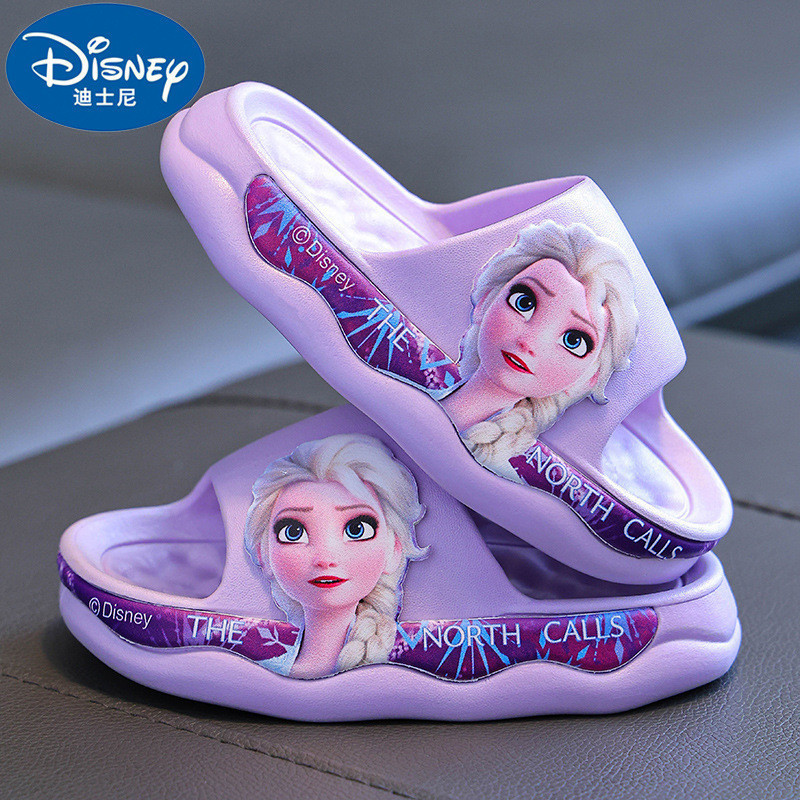 รองเท้าแตะการ์ตูนเด็ก Elsa Princess รองเท้าแตะในร่ม Anti-SLIP Soft Sole รองเท้าแตะชายหาดเหมาะสำหรับเด็กผู้หญิง