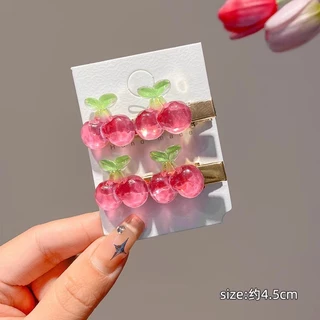 1 ชิ ้ นสีแดงเชอร ์ รี ่ หวานสาวสีชมพูกิ ๊ บ Bangs คลิปกิ ๊ บติดผมอุปกรณ ์ เสริม