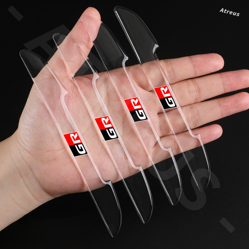 ตกแต่งบ้าน 4 ชิ้น Toyota GR ประตูรถ Anti-Collision Strip Auto Handle กระจกมองหลังสติกเกอร์กันชนใหม่คาร์บอนไฟเบอร์โปร่งใสเนื้อ Anti รอยขีดข่วนสติกเกอร์สําหรับ Agya Raize Calya Avanza Vel ส่งด่วน สั่งเลย