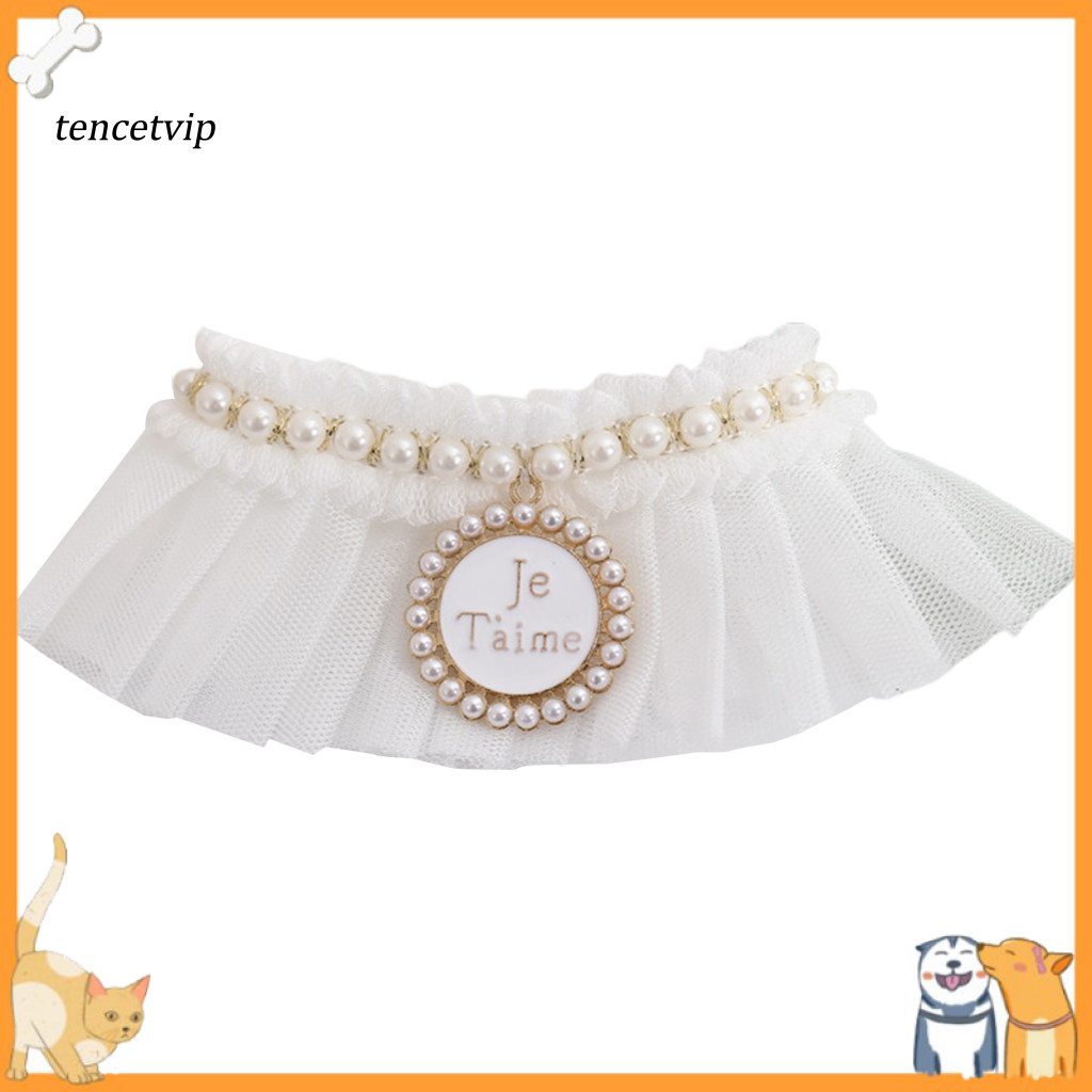 Vip Charming ผ้าพันคอสัตว์เลี้ยงสําหรับกลางแจ้ง Kitty น้ําลาย Neckerchief การถ่ายภาพสัตว์เลี้ยง Prop Faux Pearl Design
