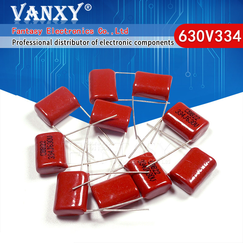 10pcs 630V334J 0.33UF Pitch 15MM 630V 334 330NF CBB ตัวเก็บประจุฟิล์มโพรพิลีนอิเล็กทรอนิกส์ส่วนประกอบ