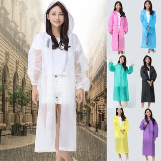 EVA เสื้อกันฝนแฟชั่น ชุดกันฝน สไตล์เกาหลี Rain coats กันน้ำ แบบหนา มีฮู๊ดกันฝน