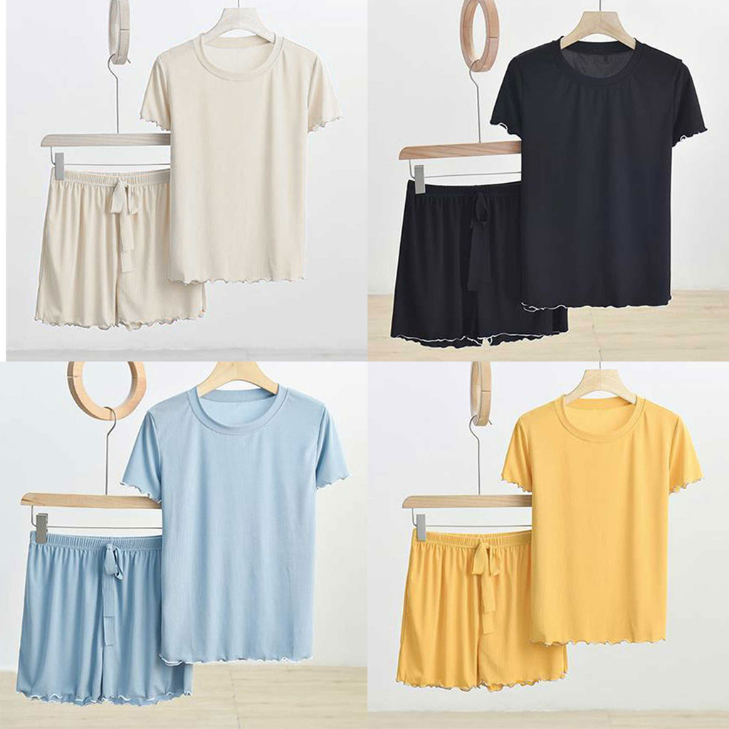 ชุดเซ็ทสีพื้น ผ้าฝ้าย ใส่สบาย ราคาถูก