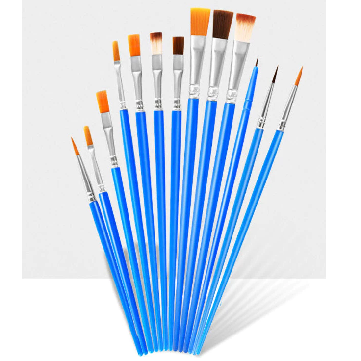 พู่กัน ด้ามน้ำเงิน S0326 หัวกลม/หัวแบน สำหรับสีอคริลิค สีน้ำ thumbnail 8