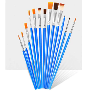 พู่กัน ระบายสี ด้ามน้ำเงิน S0326 หัวกลม หัวแบน สำหรับสีอคริลิค สีน้ำ ขนาด17ซม. แปรงระบายสี
