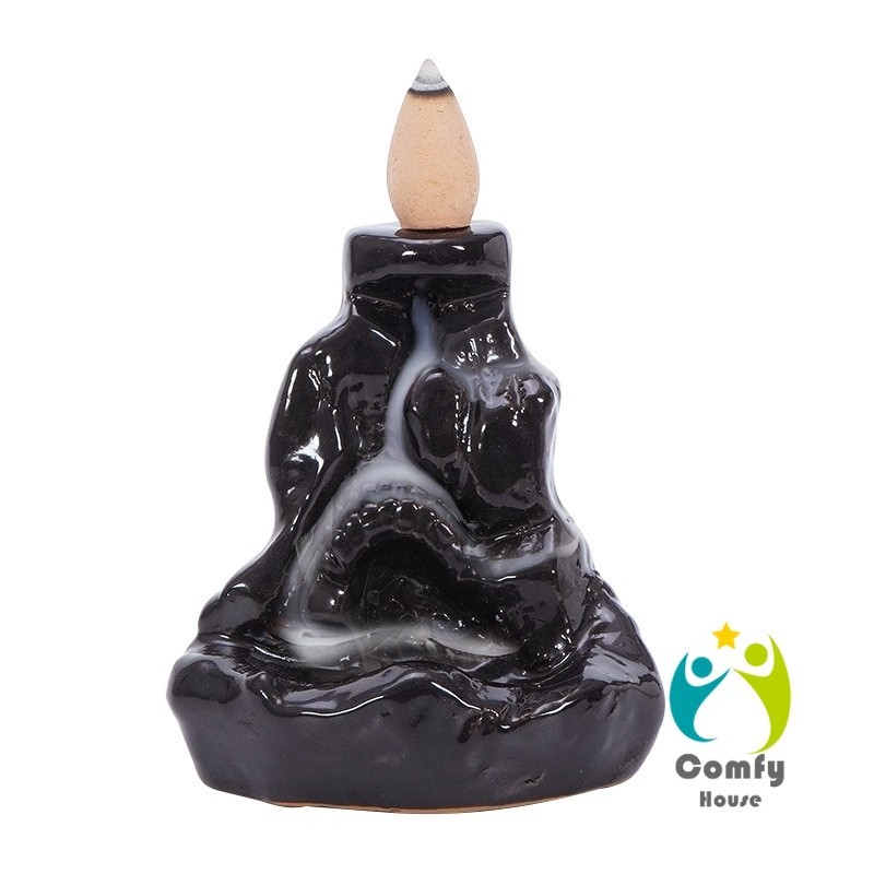 Comfy กระถางธูปกำยานควันน้ำตก สไตล์หิน ดอกบัว incense burner - รูปที่ 7