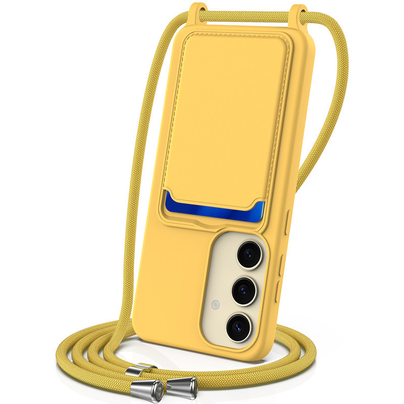 SAMSUNG สําหรับsamsung Galaxy A55 A35 A25 A15 กรณีELVEV Crossbody Lanyardซิลิโคนอ่อนนุ่มปกคลุมด้วยซับไมโครไฟเบอร์ช่องเสียบการ์ด