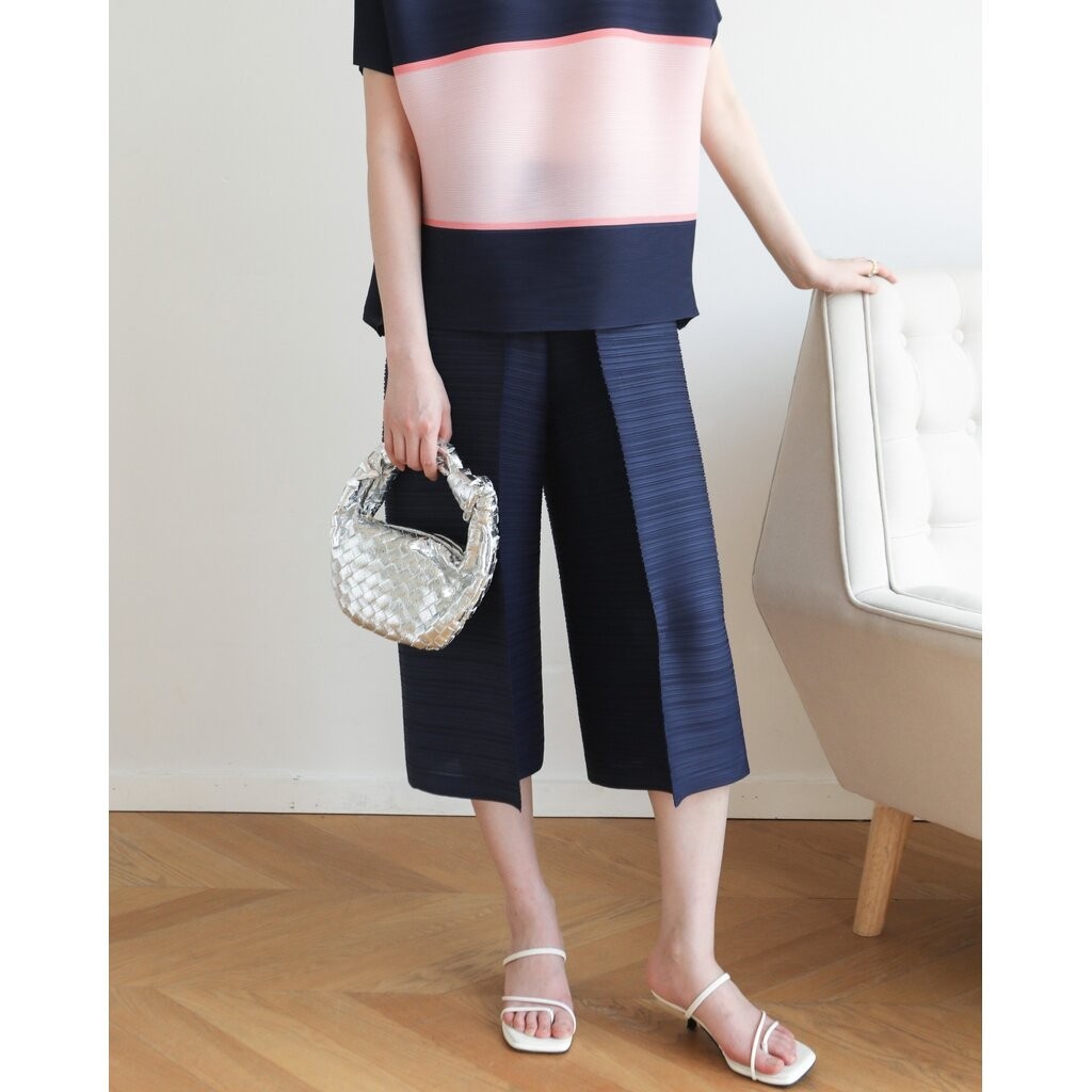 ยาว 29 นิ้ว 2MUAY รุ่น GJO1219 กางเกงพลีทคุณภาพ WIDE LEG CROPPED PLEATED PANTS 12 สี FREE SIZE