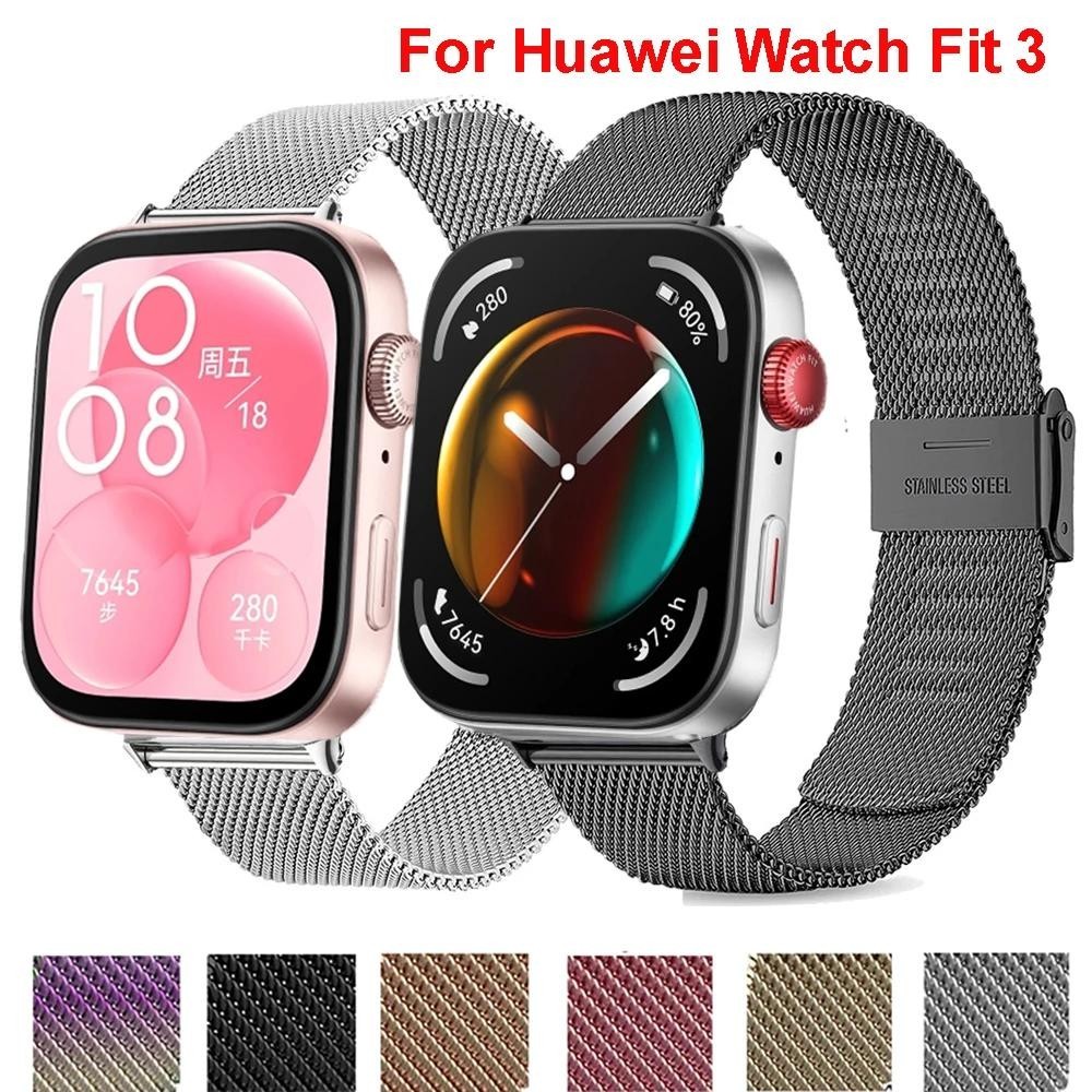 สายสําหรับ Huawei Watch Fit 3 สแตนเลสสายนาฬิกาตาข ่ ายสร ้ อยข ้ อมือโลหะสายรัดข ้ อมือสําหรับ Huawei FIT3 เปลี ่ ยน Band