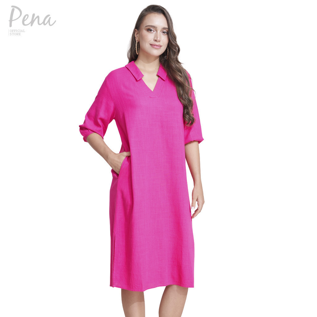 Pena house เดรสยาวทรงหลวม แขนคลุมข้อศอก PWDL032402