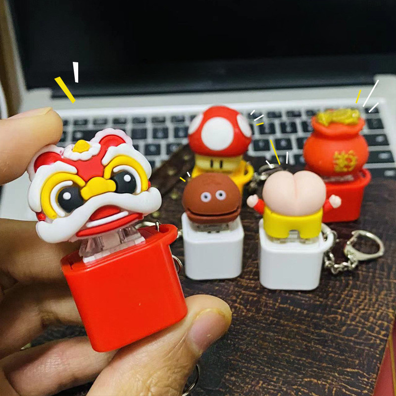 พวงกุญแจคีย ์ บอร ์ ดของเล ่ นนิ ้ วคีย ์ บอร ์ ด Decompression ของเล ่ น Keycap Decompression พวงกุญแจ