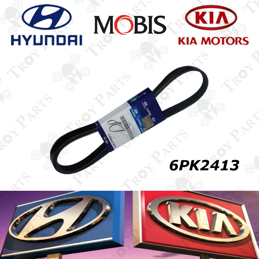 Kia Hyundai Fan Belt 25212-2F310 สําหรับ Kia Sorento UM 2.2 2016 Hyundai Santa Fe DM 2.2 2014 - 6PK2
