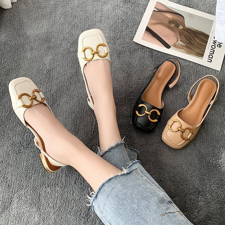 แฟชั่นเกาหลีสแควร์ Toe Low- Heel รองเท้าผู้หญิง Y2K ธุรกิจ Classy รองเท้าผู้หญิง PU หนังสบาย Breathable Anti-Slip ทนทานจัดเลี้ยงวันหยุดนักเรียนสําเร็จการศึกษา C