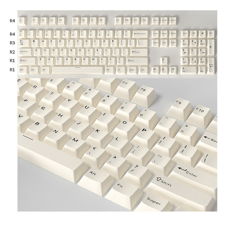 126 คีย์โปรไฟล์เชอร์รี่ Minimalist สไตล์ Keycap ชุด Double Shot PBT Keycaps สําหรับ Gateron MX Switches คีย์บอร์ดเกมกล