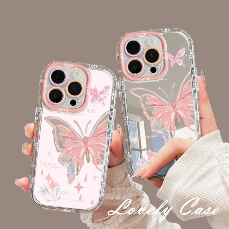 Ins Original สําหรับ Redmi A3 13C 12C 12 9A 9C หมายเหตุ 13 12 11 10 9s 8 Pro Xiaomi 13T Poco X6 Pro ครีมกระจกเคสโทรศัพท์น่ารัก INS Glossy ปลอกผีเสื้อซิลิโคนป้องกันปกอ่อน