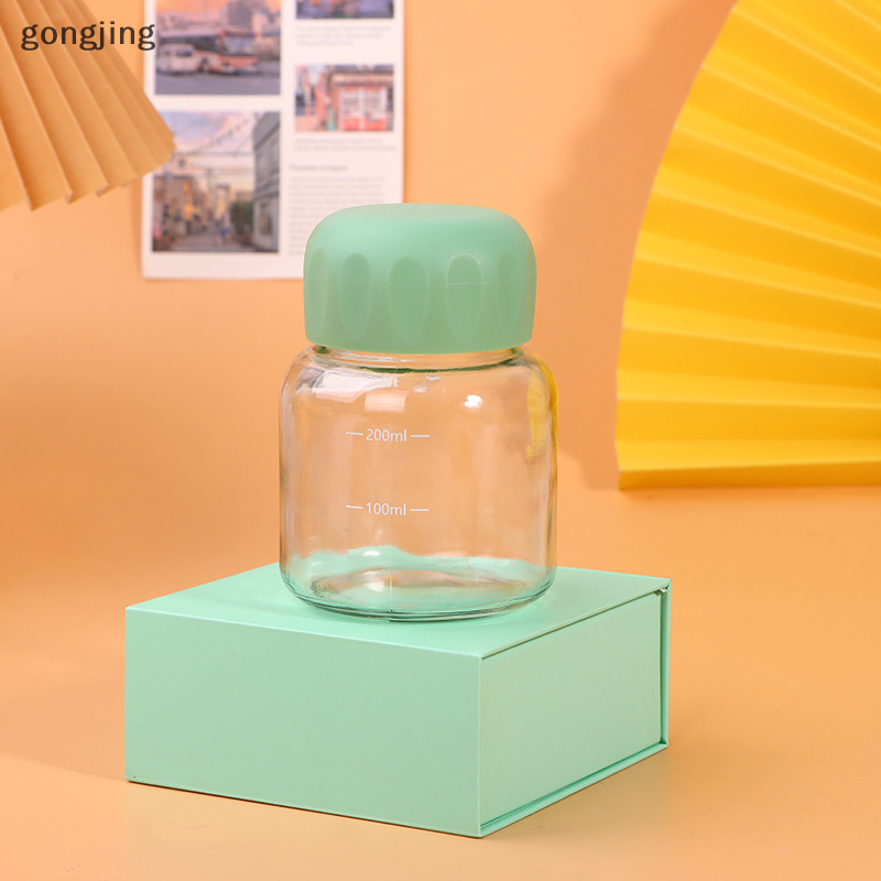 Gong Mini ขวดน้ําแก้ว 300ml มินิกาแฟน้ําผลไม้นมชาถ้วยขนาดแบบพกพาสําหรับเด็กนํากลับมาใช้ใหม่ดื่ม th