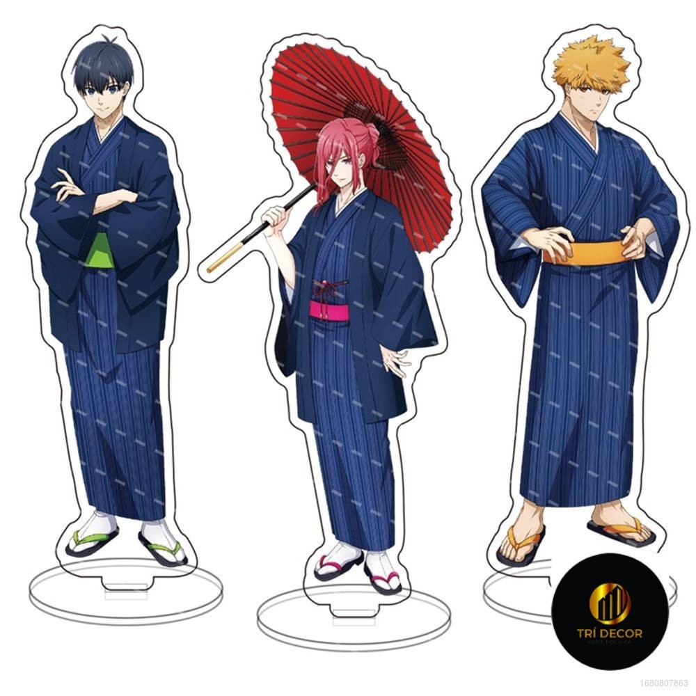 Yukimiya Sae Nagi Rin Isagi ในขาตั้งโมเดลกิโมโนสีน้ําเงิน - 8 ซม.