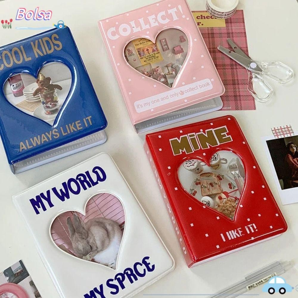 Bolsa อัลบั้มรูป, ที่ใส่โฟโต้การ์ด PVC กลวง, มินิหัวใจรัก 64 กระเป๋าสมุดนามบัตรผู้ชาย