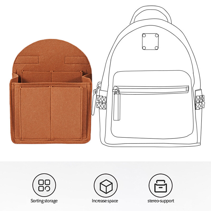 Felt ใส่กระเป๋า Organizer Fit สําหรับ MCM กระเป๋าเป้สะพายหลัง Shaper Shopper กระเป๋าเดินทาง Essential Make Up กระเป๋า