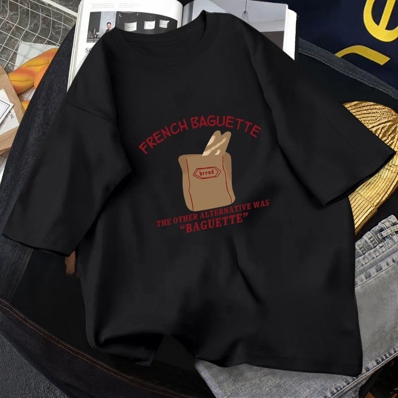 【ส่งจากไทย】ขนมปังลายการ์ตูน T-shirt ผ้าฝ้าย 100%  S-5XL（H O เครื่องแต่งกาย）