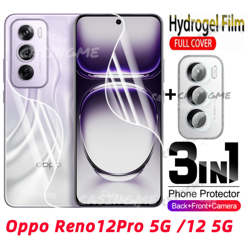 Oppo Reno12 12Pro 5G 2024 ฟิล์มไฮโดรเจลสําหรับOppo Reno 12 Reno12 OppoReno12 Pro 12Pro 5G 4G 2024 ด้านหน้าด้านหลังคลุมทั้งหมดกล้องด้านหลังป้องกันฟิล์มป้องกันหน้าจออ่อนป้องกัน