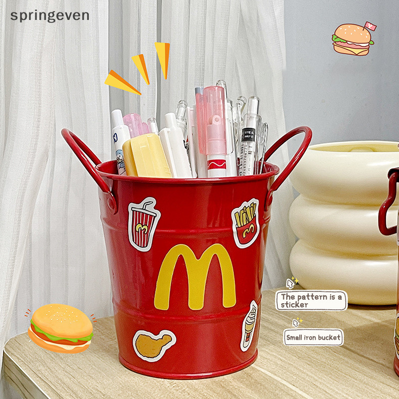 [springeven] Iron Retro กล่องเก็บของน่ารักในครัวเรือนเดสก์ท็อปเครื่องประดับแปรงแต่งหน้าเครื่องเขียนนักเรียนที่ใส่ปากกามัลติฟังก์ชั่นสต็อกใหม่