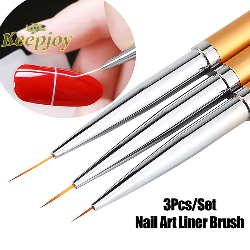 [Keepjoy] 3pcs French Stripe Nail Art Liner Brush Set 3D Tips Liner DIY Drawing Pen Uv Gel Brushes Paing Pen Nail Tools Salon [ใหม่]