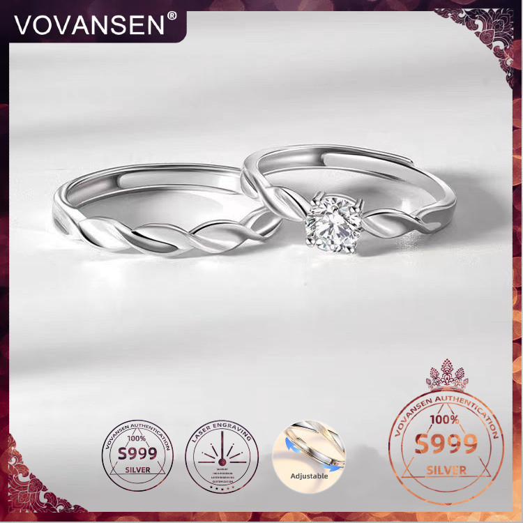 240611-25VOVANSEN 100% S999 แหวนเงินคู่ปรับ,S999 cincin,ที่กําหนดเองเลเซอร์แกะสลักแหวน Jewelleryหญิง
