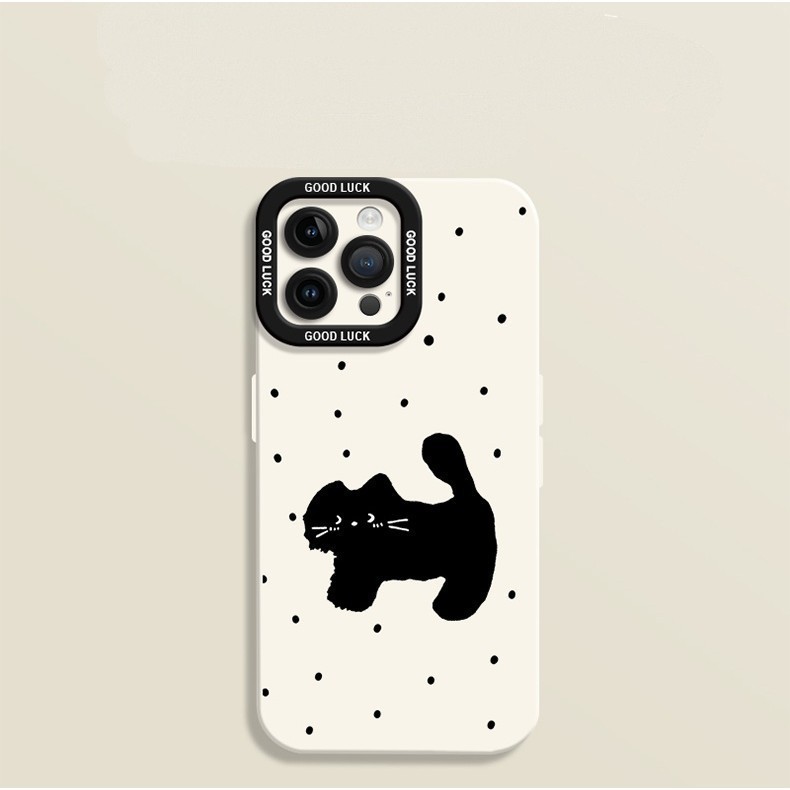 [ดีไซเนอร์ยอดนิยม Cool ผิดปกติน่ารัก Dot Cat] เหมาะสําหรับ IPhone 11 12 13 14 Pro Max X XR XS XSMAX 6 7 Plus เคสโทรศัพท์ซิลิโคนใหม่ซิลิโคนเหลวทาสี