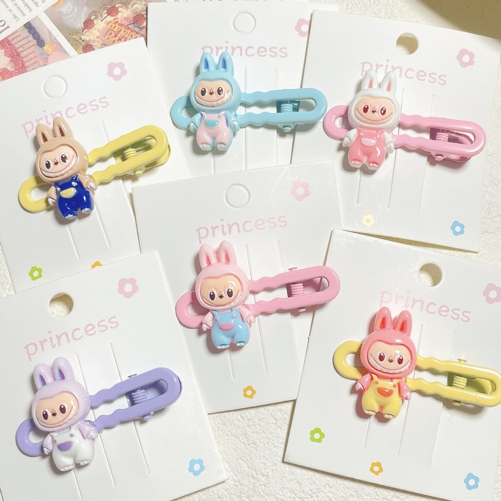5 ซม.สไตล์ใหม่ Labubu ผ้าคลิปผมหวานนุ่มสาว คลิปการ์ตูนคลิปด้านข้าง ins
