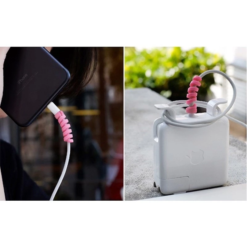 2 ชิ ้ นสายเกลียวสําหรับ Iphone Android Type C โทรศัพท ์ สายชาร ์ จ USB ฝาครอบ thumbnail 10