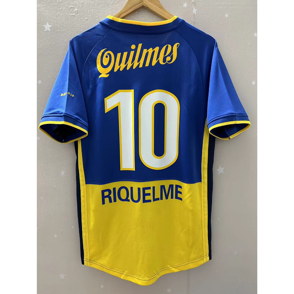 รูปแบบใหม่01-02 Boca Juniors ROMAN RIQUELME PALERMO คุณภาพสูง Home Retro Soccer Jersey เสื้อยืดที่กําหนดเองเสื้อฟุตบอล