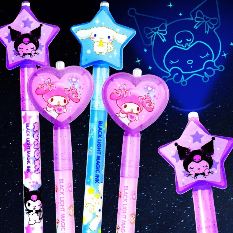 การ์ตูน Magic 2 in 1 UV Graffiti Black Light Combo เครื่องเขียนสร้างสรรค์ที่มองไม่เห็นหมึกปากกา Mark