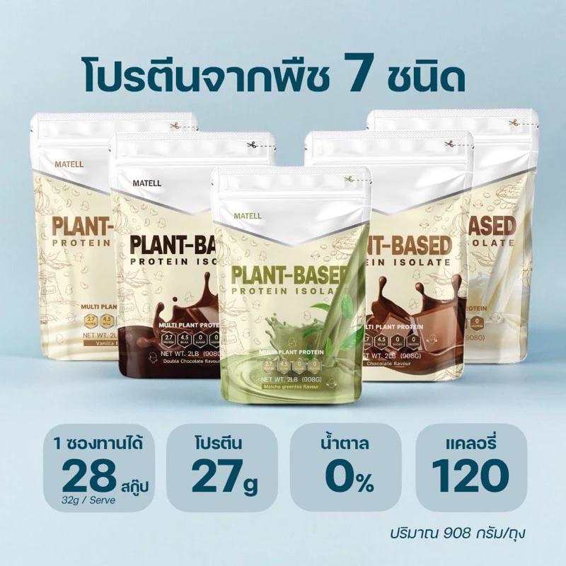[สั่งในไลฟ์ลด100] MATELL Plant-Based Protein Isolate มาเทลแพลนต์เบสด์ ไอโซเลท โปรตีนพืช 7 ชนิด ปริมาณ 908 กรัม