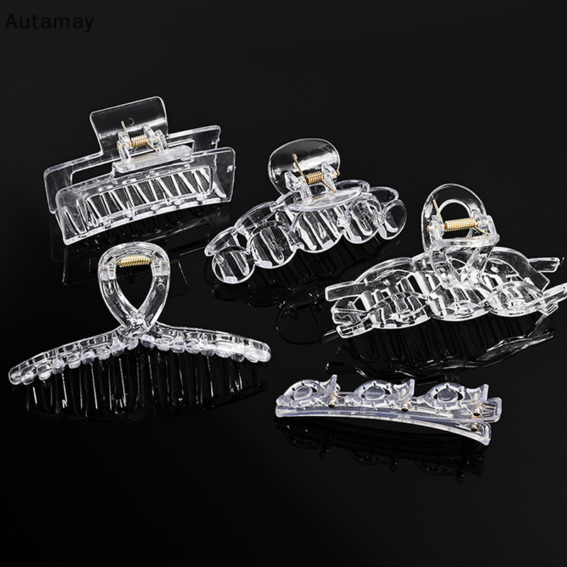 Autamay อะคริลิคใส Claw กิ๊บติดผมพลาสติกใสฐานกิ๊บเปล่าสําหรับเครื่องประดับ DIY ทําแฟชั่นสาวอุปกรณ์เสริมผมใหม่
