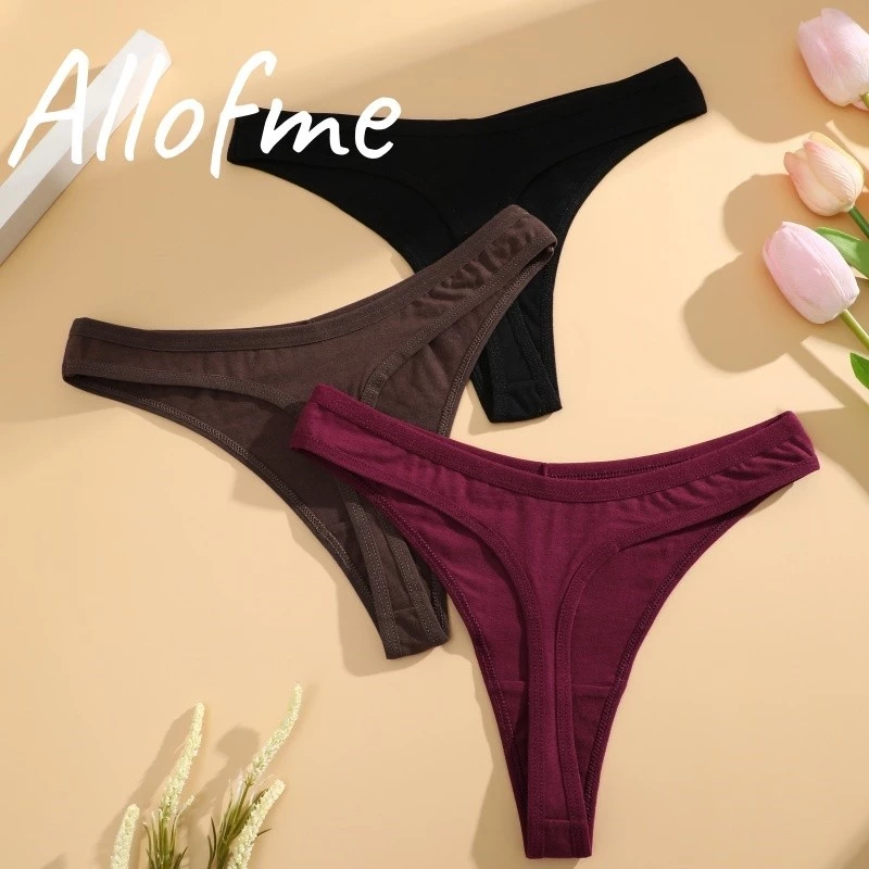 Allofme ผู้หญิงกางเกงผ้าฝ้ายเซ็กซี่เอวต่ํา G-String ไม่มีรอยต่อและ Traceless Thongs